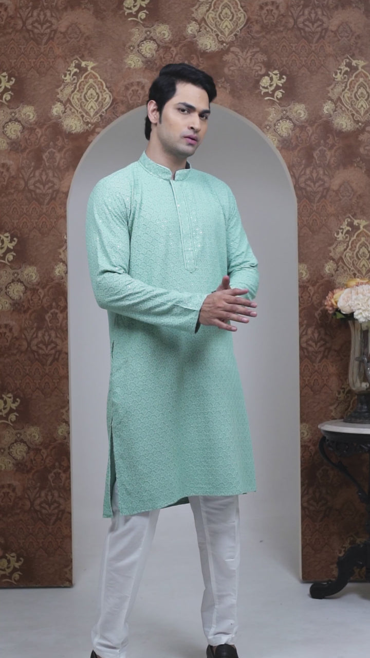 Sea Green Chikankari Kurta Set