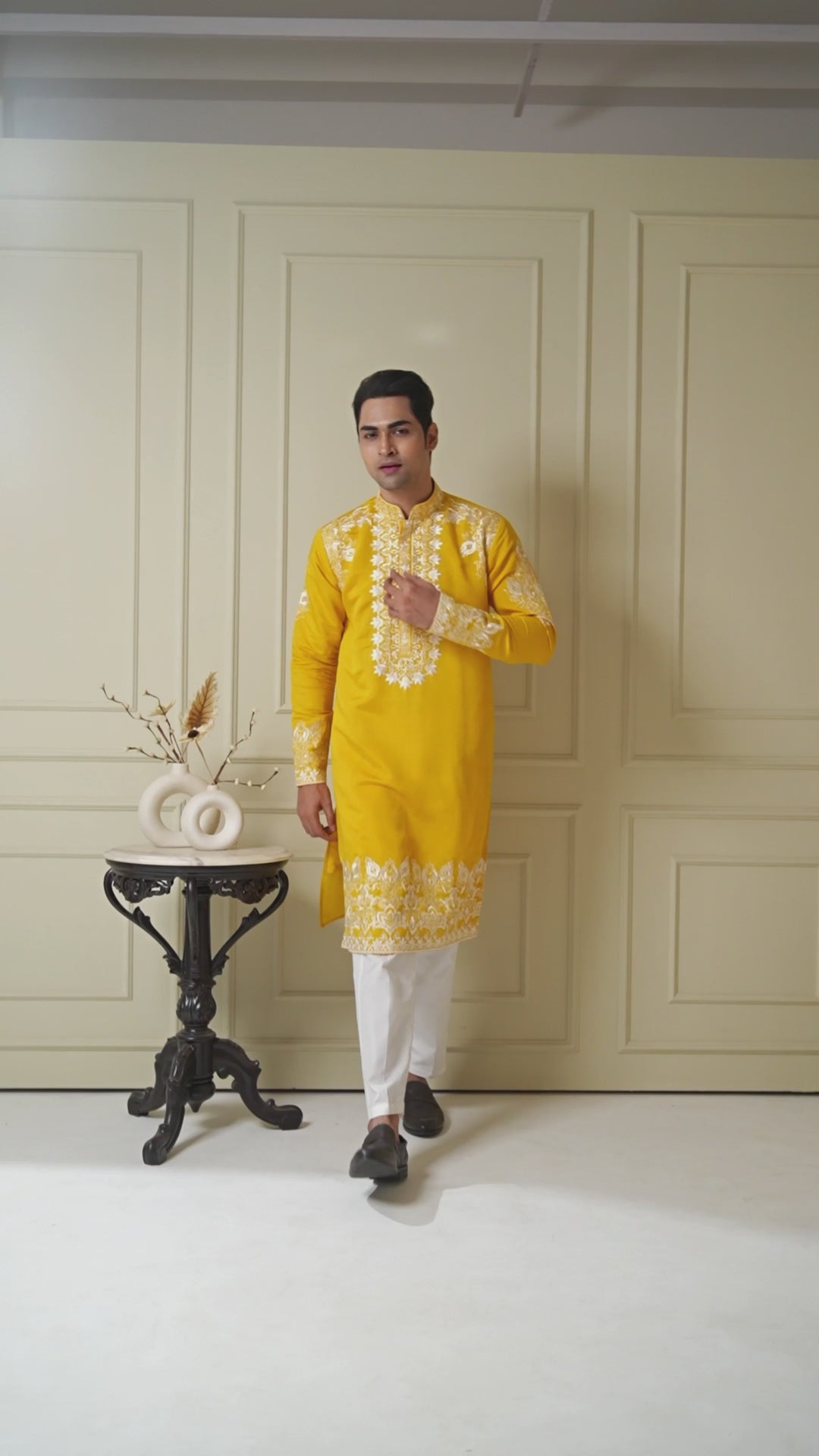 Yellow Embroidered Kurta