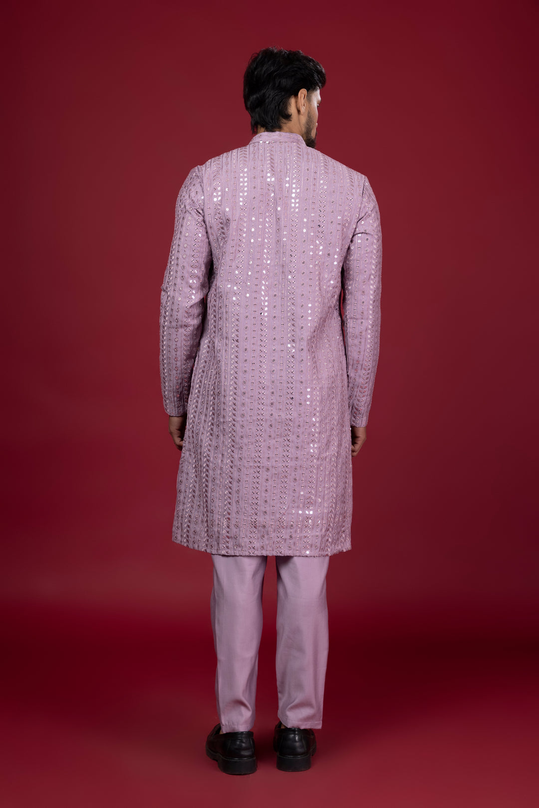 Sequin Mirror Look Pink Kurta Set