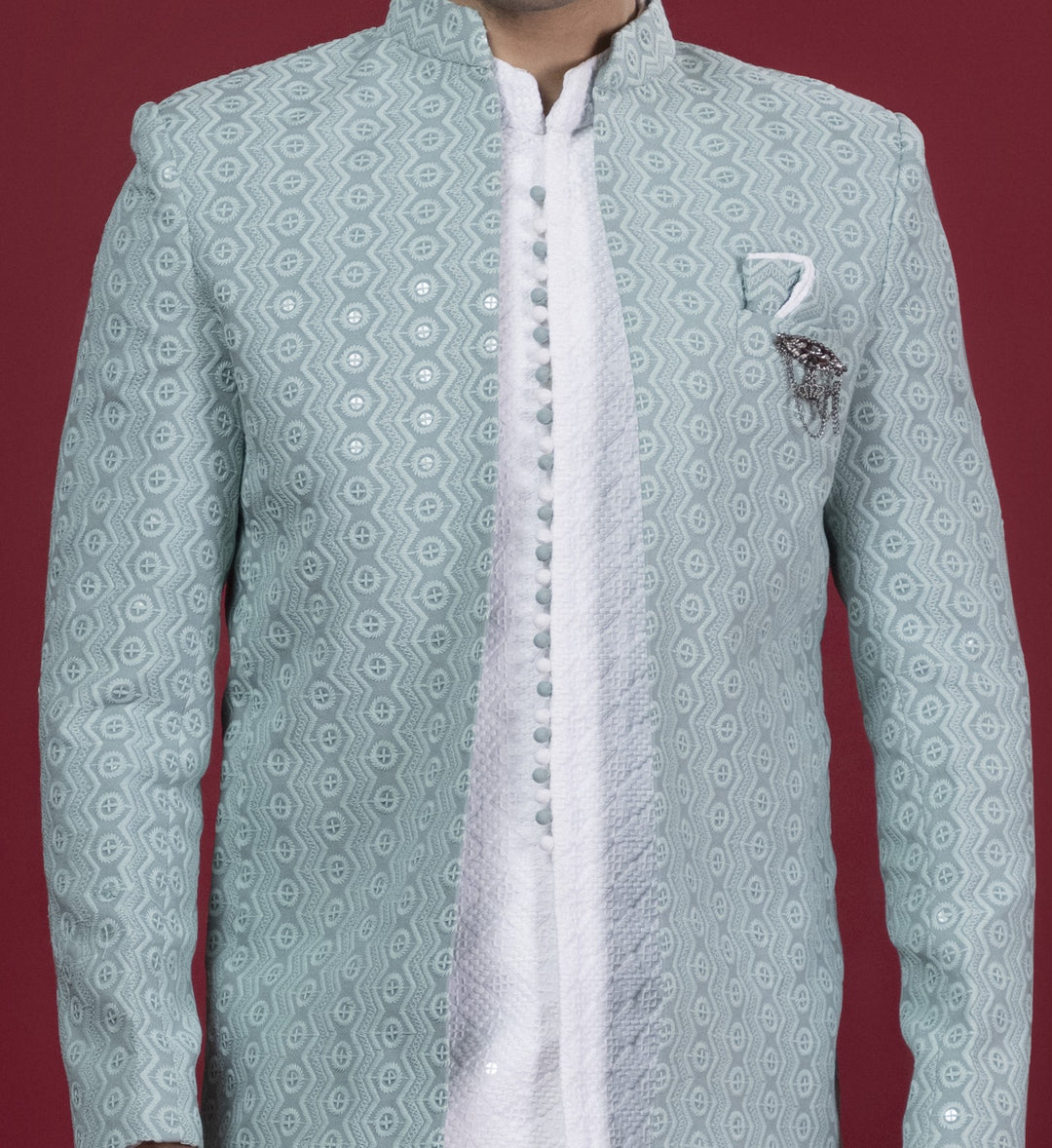 Pastel Green & White Indo-Western