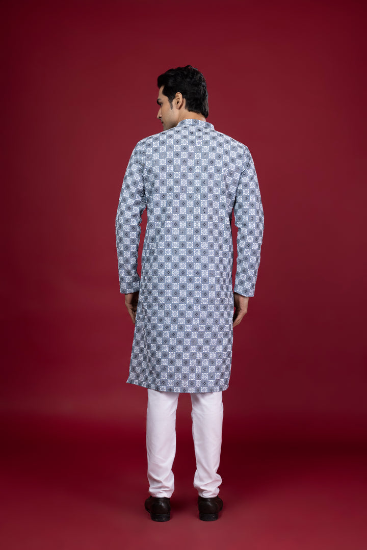 Pastel Blue Thread Work & Sequin Kurta Set