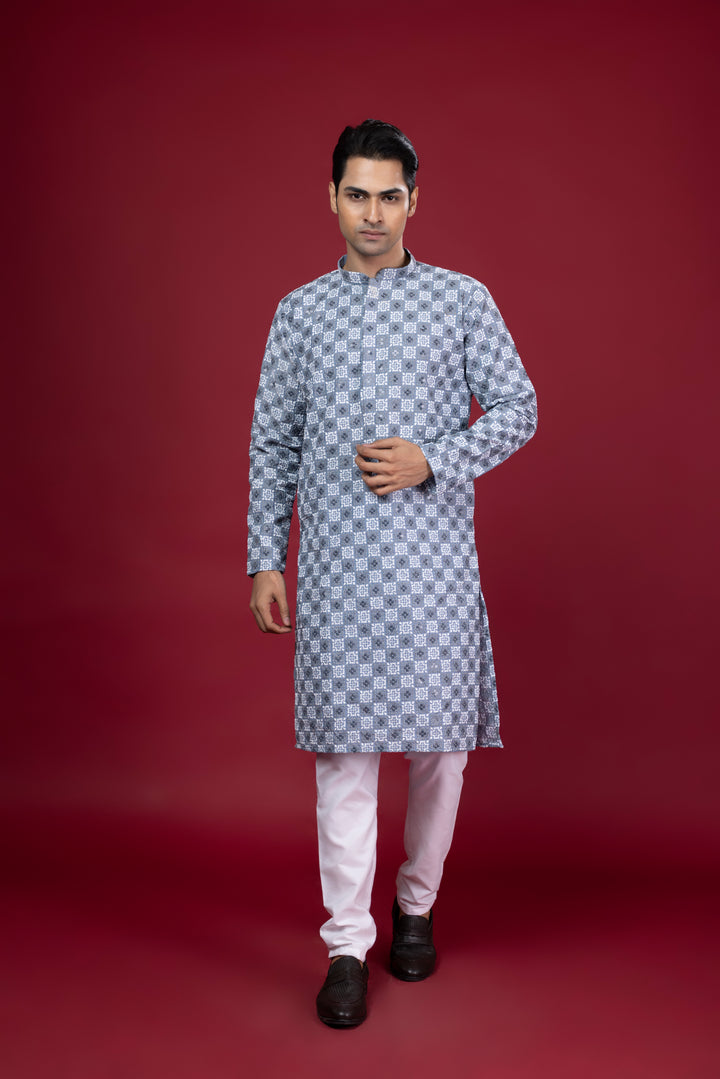 Pastel Blue Thread Work & Sequin Kurta Set