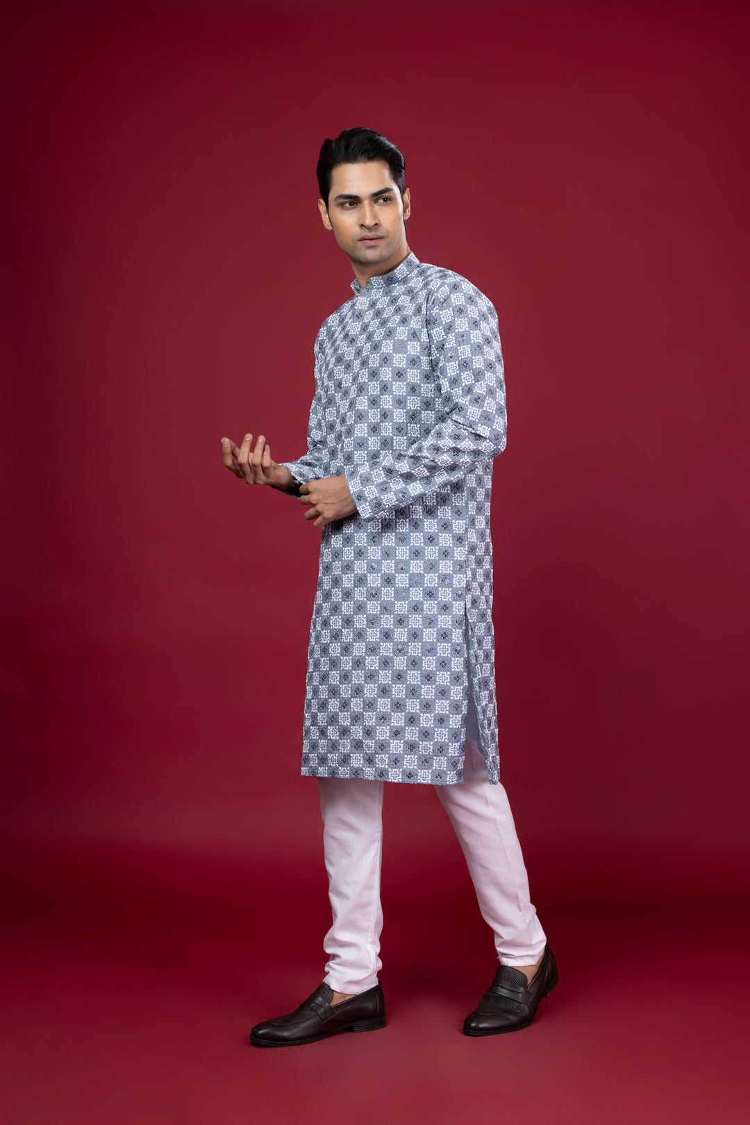 Pastel Blue Thread Work & Sequin Kurta Set