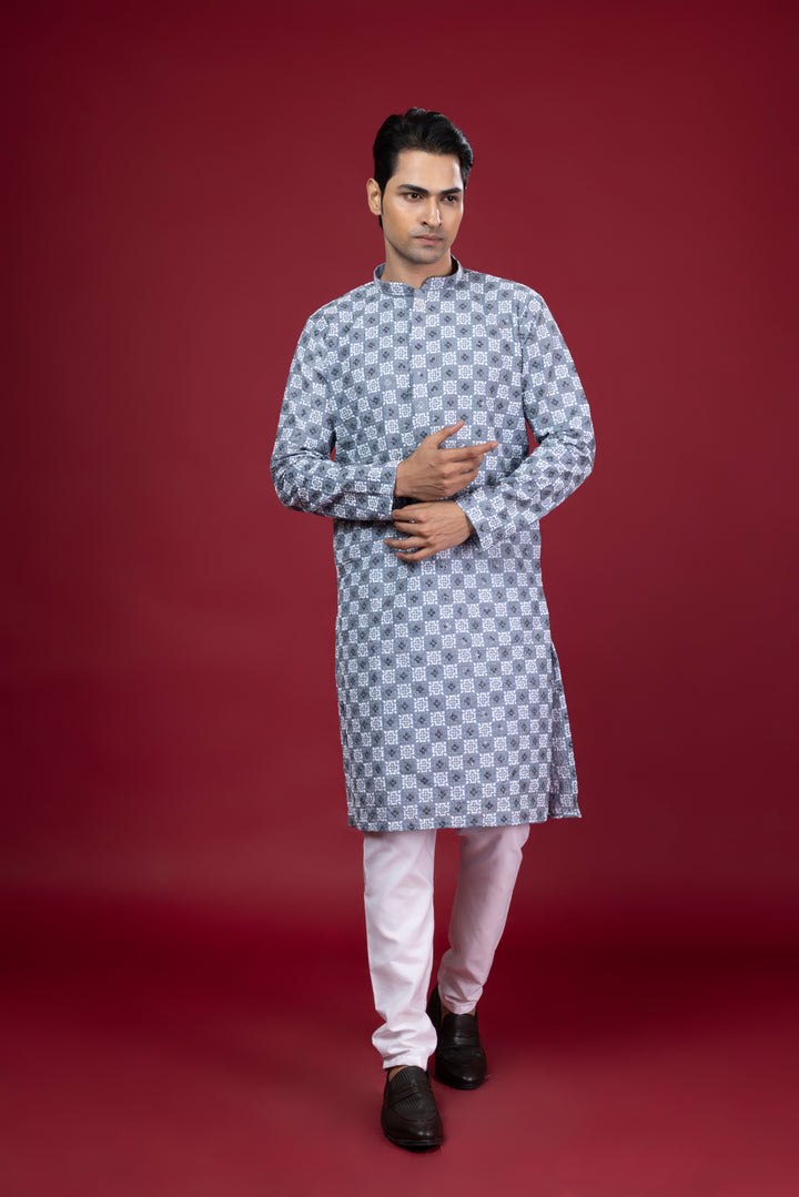 Pastel Blue Thread Work & Sequin Kurta Set