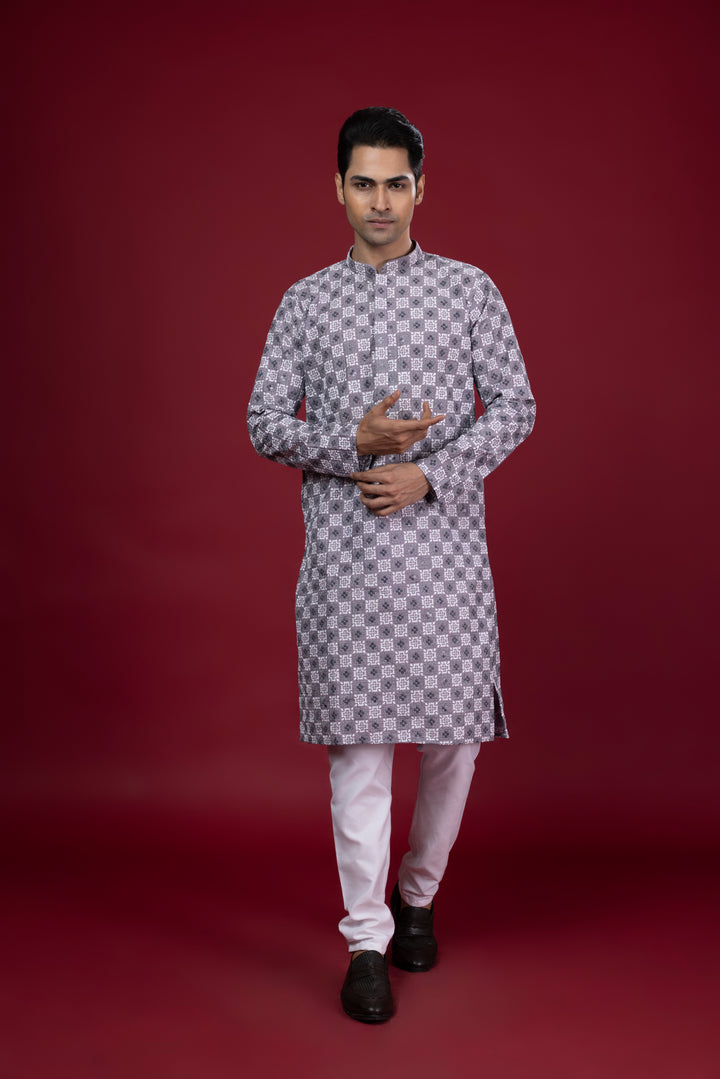 Lavender Thread Work & Sequin Kurta Set