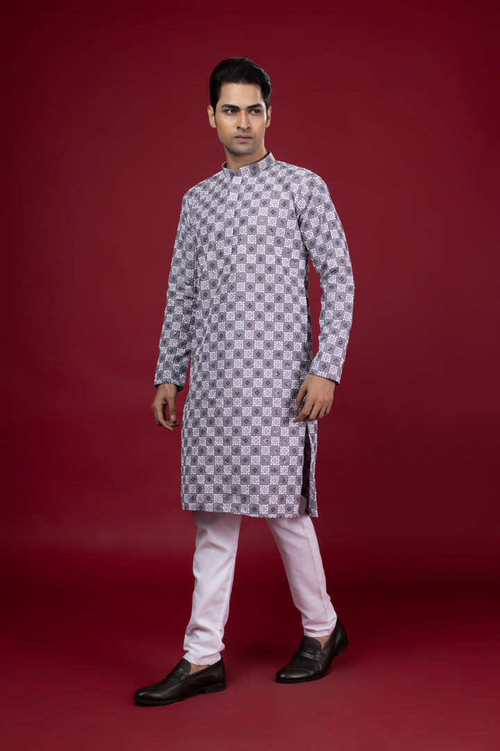 Lavender Thread Work & Sequin Kurta Set