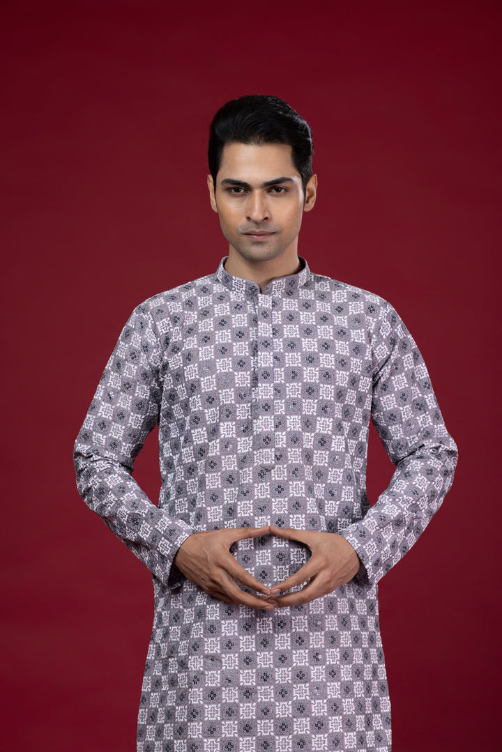 Lavender Thread Work & Sequin Kurta Set