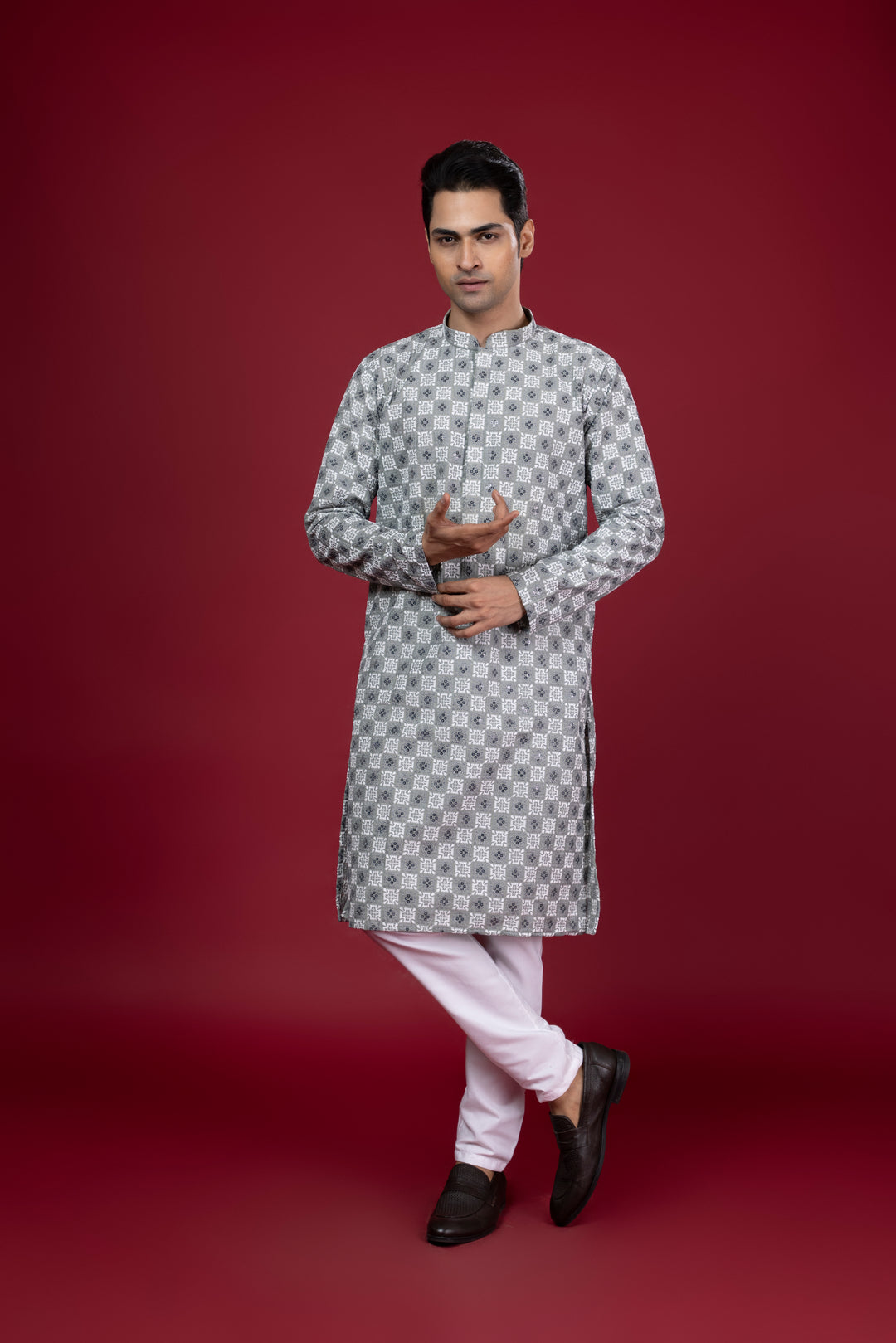 Pista Green Thread Work & Sequin Kurta Set