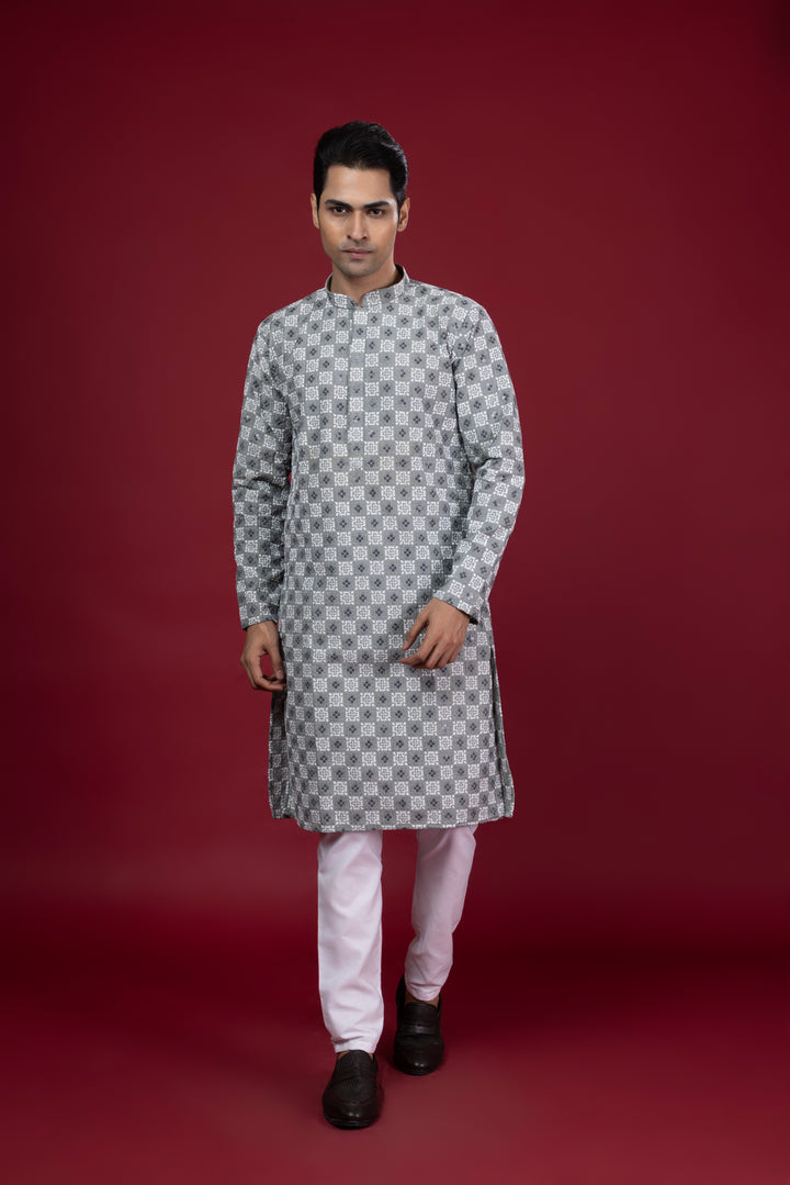 Pista Green Thread Work & Sequin Kurta Set