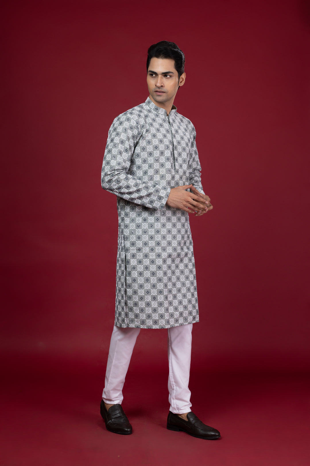 Pista Green Thread Work & Sequin Kurta Set