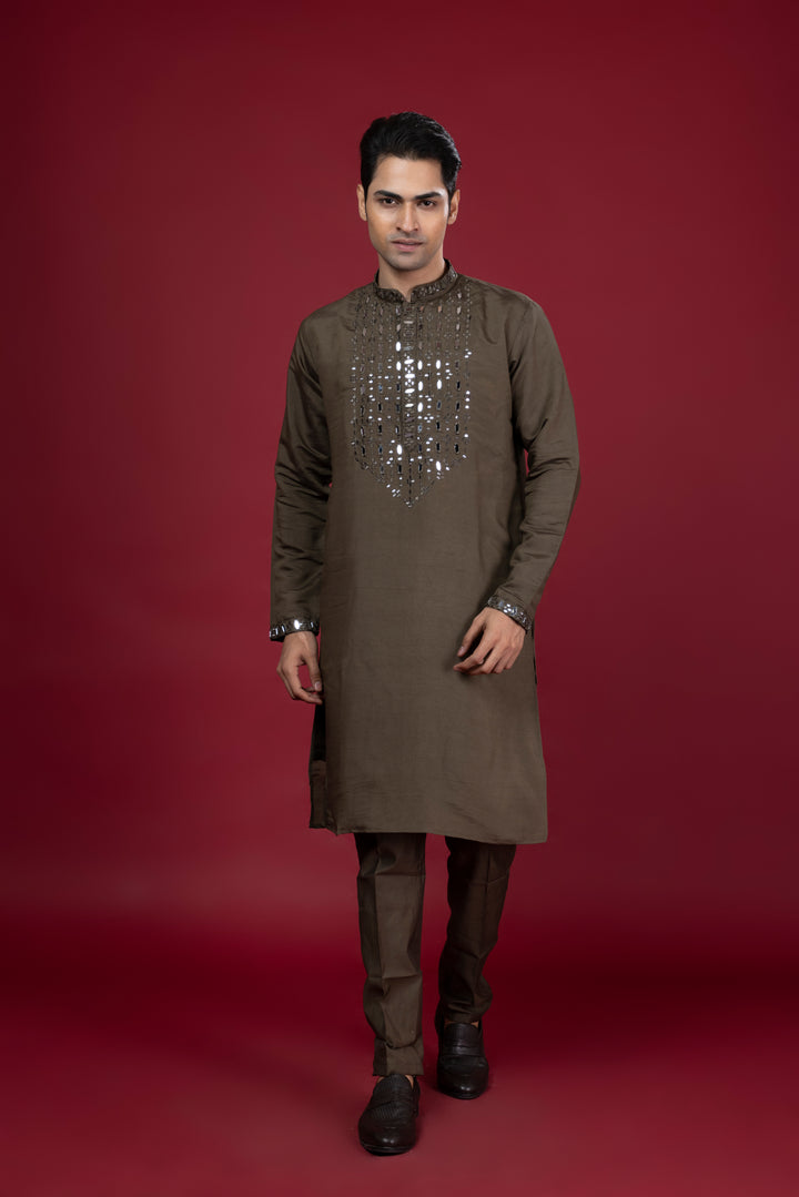 Real Mirrorwork Green Kurta Set