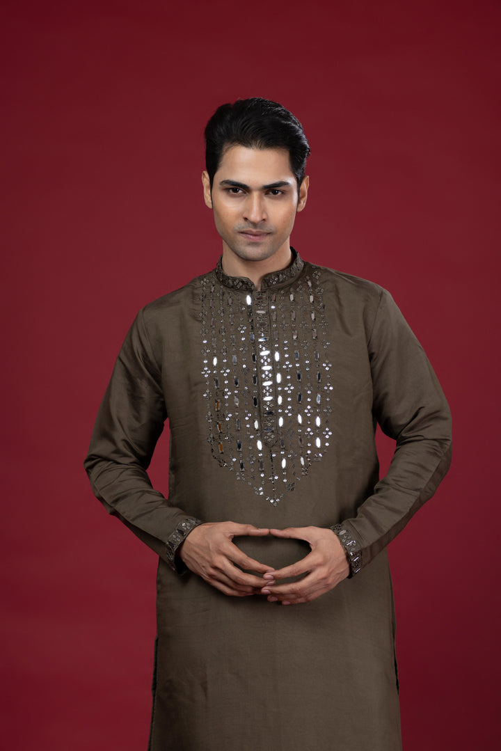 Real Mirrorwork Green Kurta Set