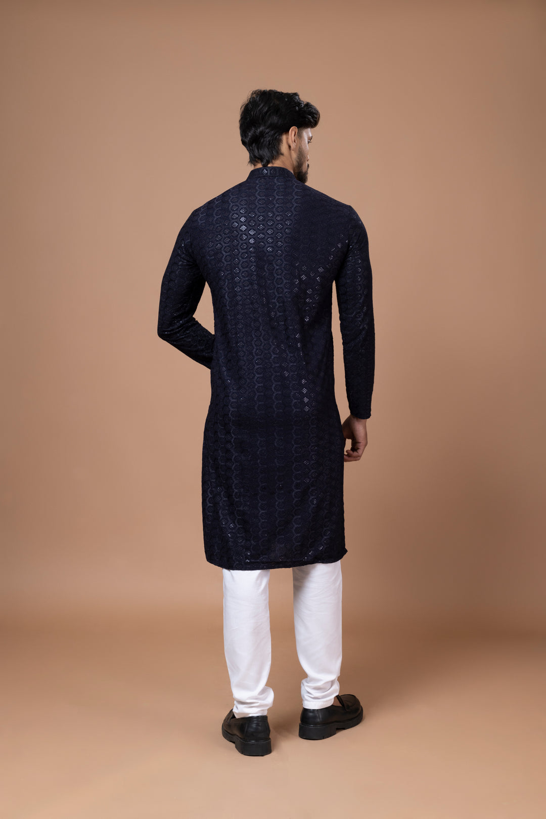 Navy Blue Chikankari Sequin Kurta Set