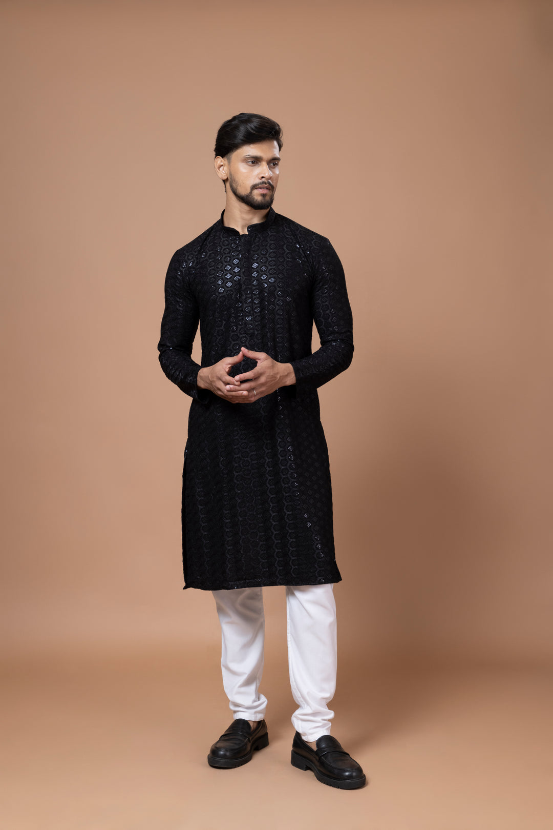 Black Chikankari Sequin Kurta Set