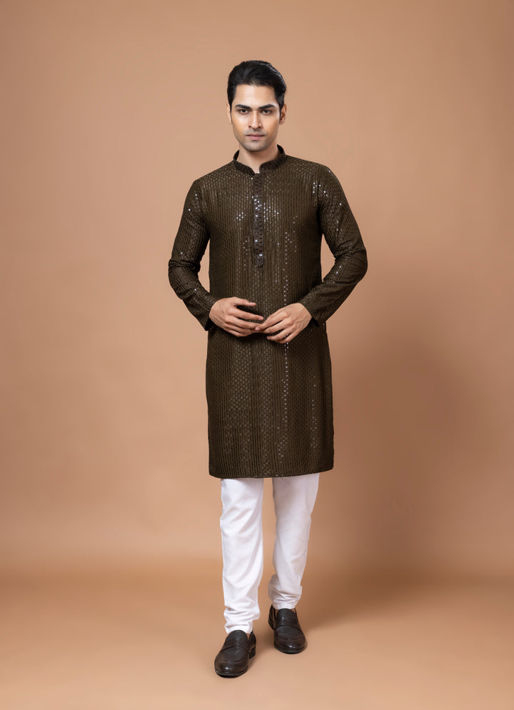 Mehendi Green Sequin Kurta Set