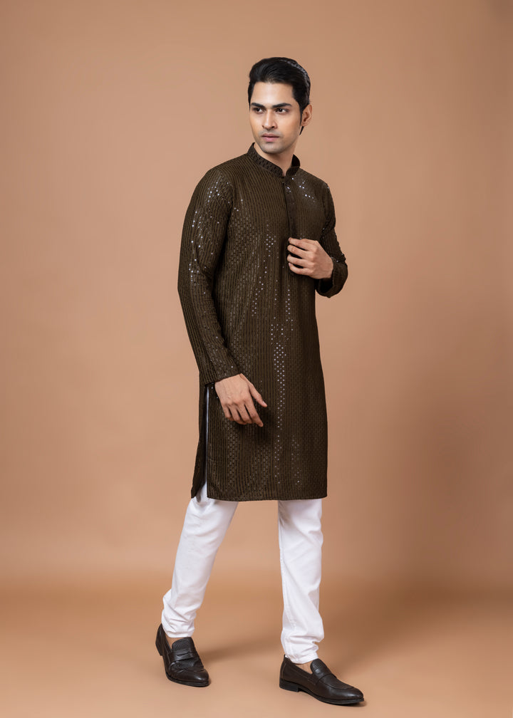 Mehendi Green Sequin Kurta Set