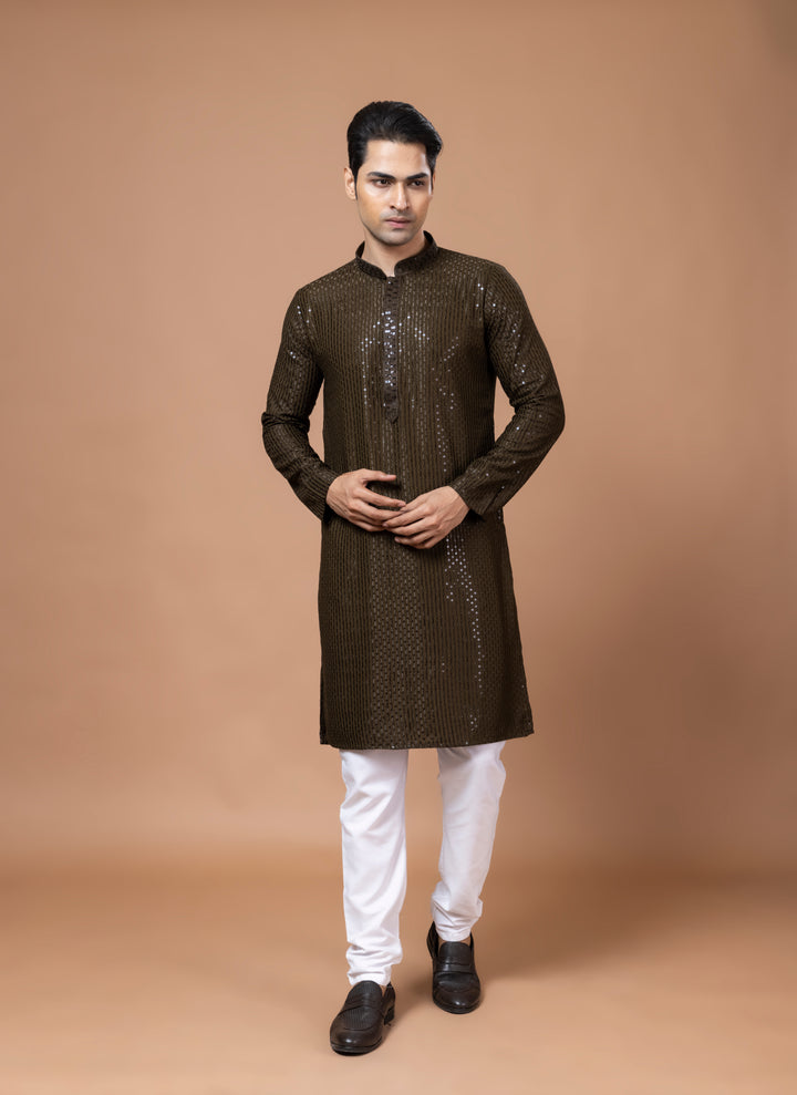 Mehendi Green Sequin Kurta Set