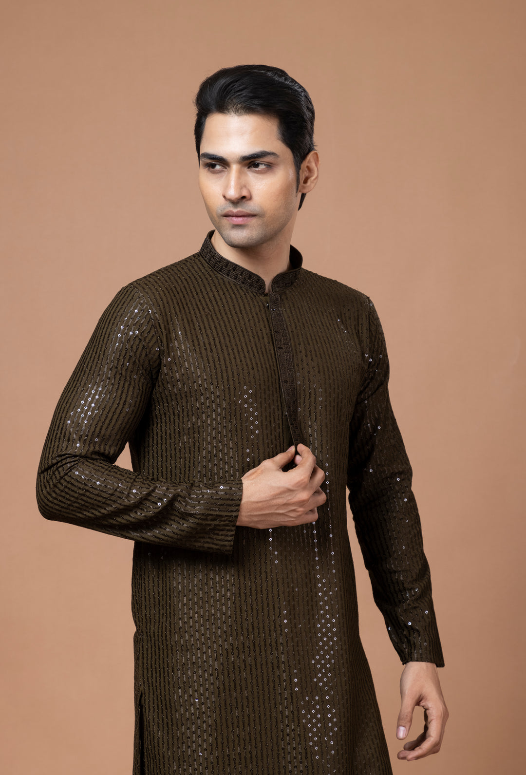 Mehendi Green Sequin Kurta Set