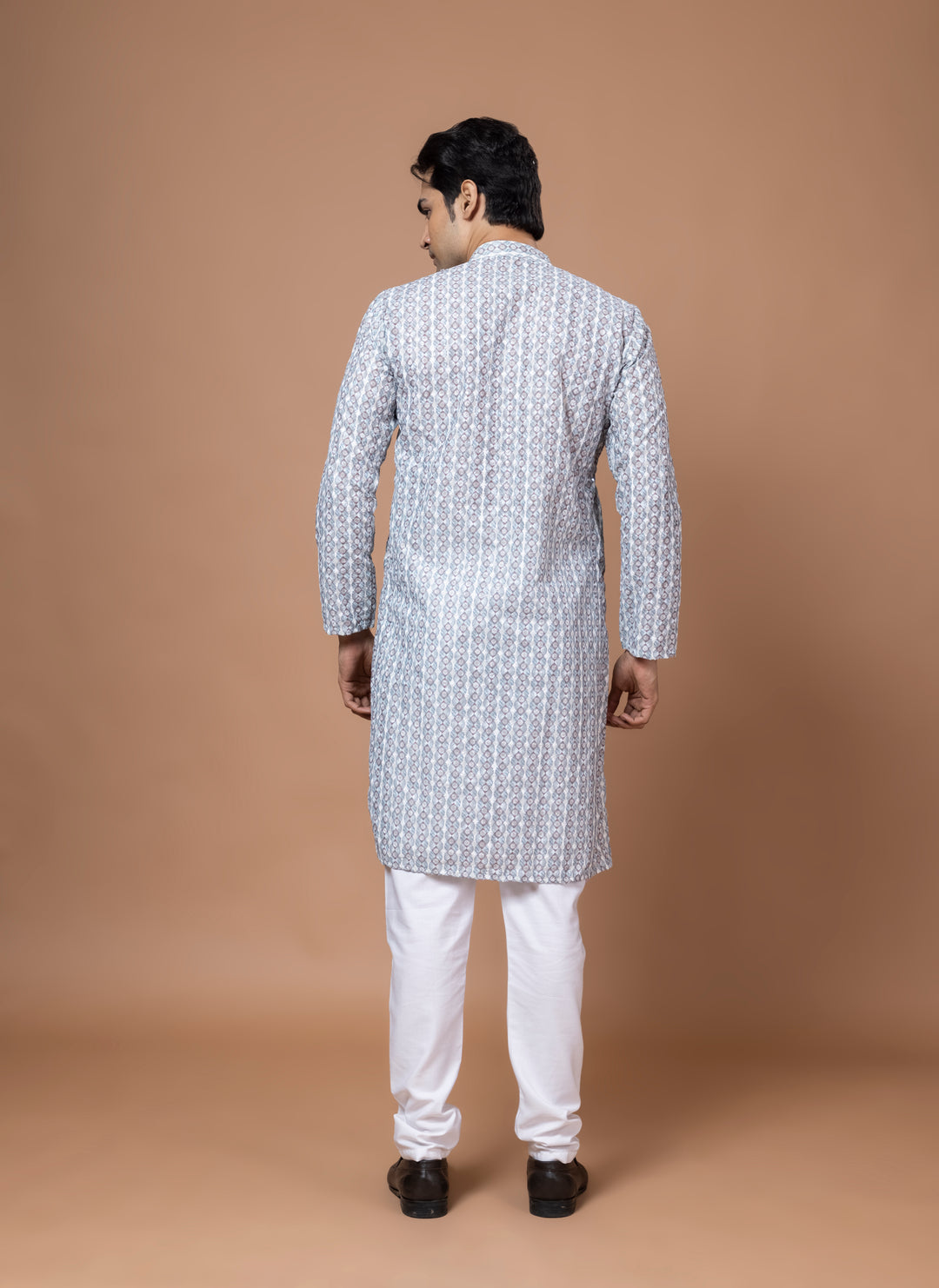 Chikankari Printed Blue Kurta Set