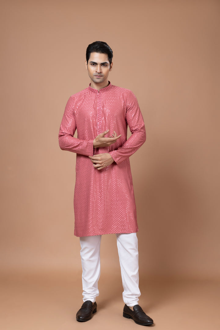 Dark Pink Sequin Kurta Set