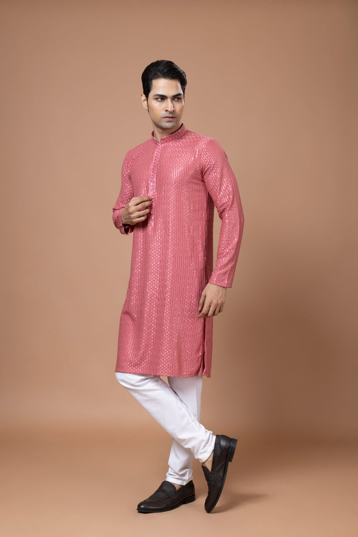 Dark Pink Sequin Kurta Set