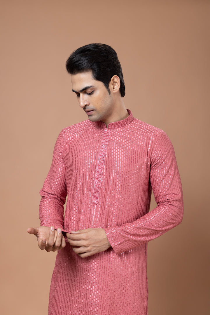 Dark Pink Sequin Kurta Set