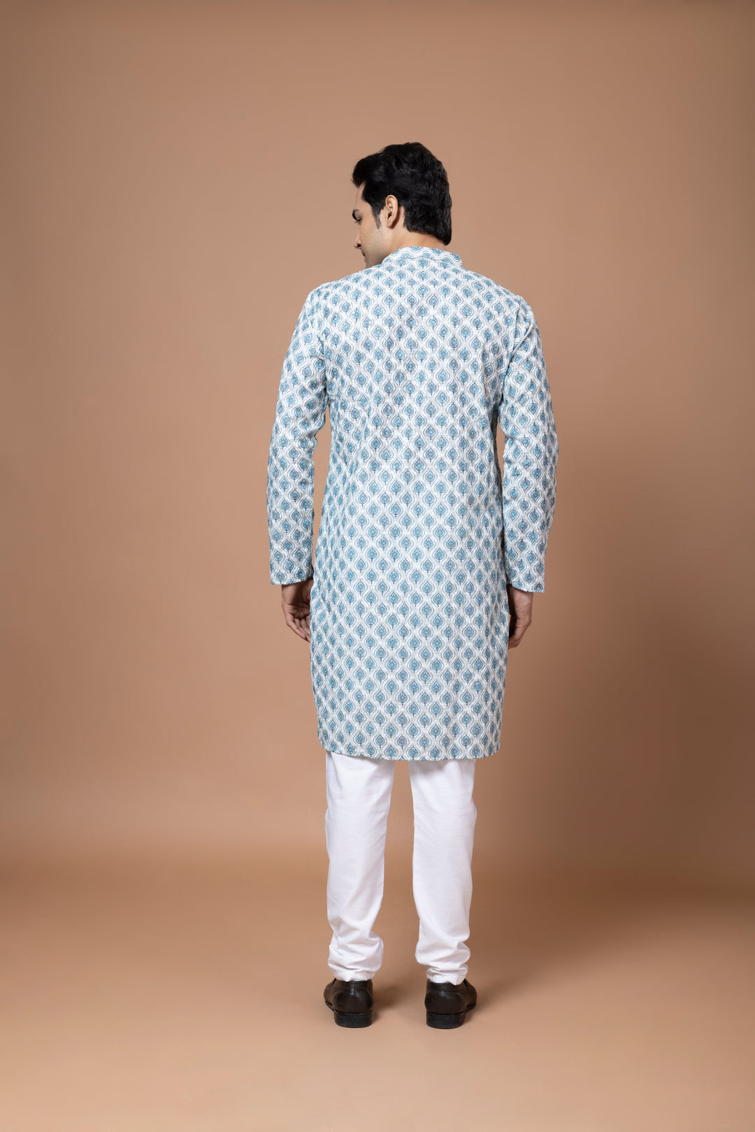 Chikankari Printed Blue Kurta Set