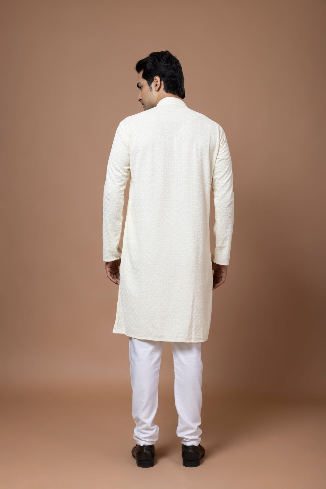 Cream Chikankari Kurta Set