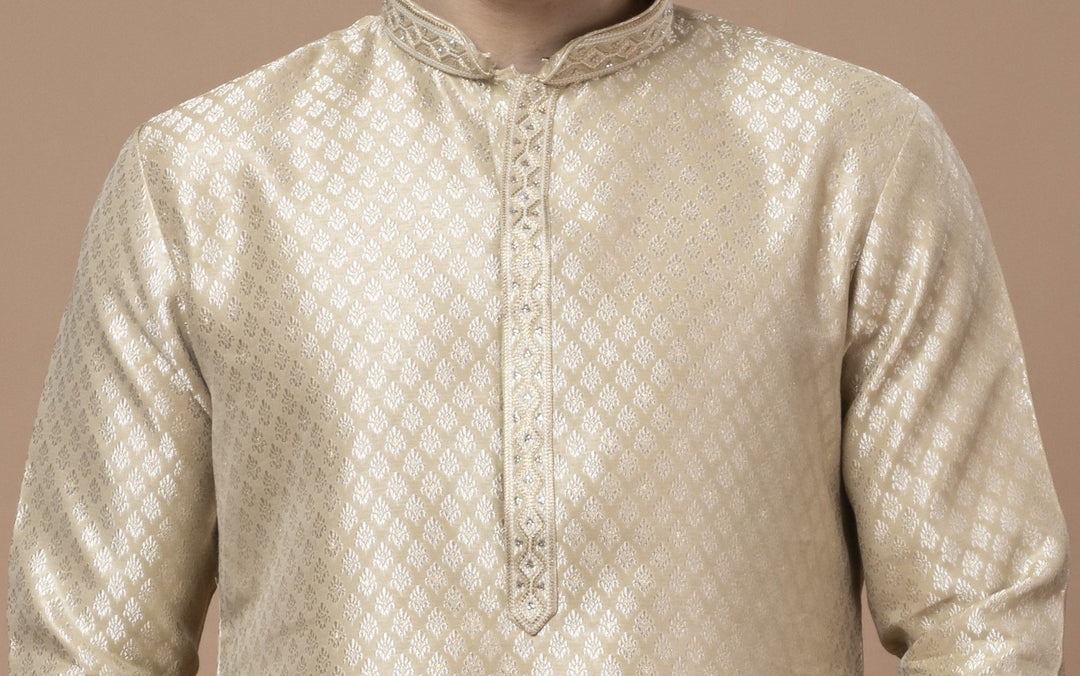 Golden Handwork Self Design Kurta Set