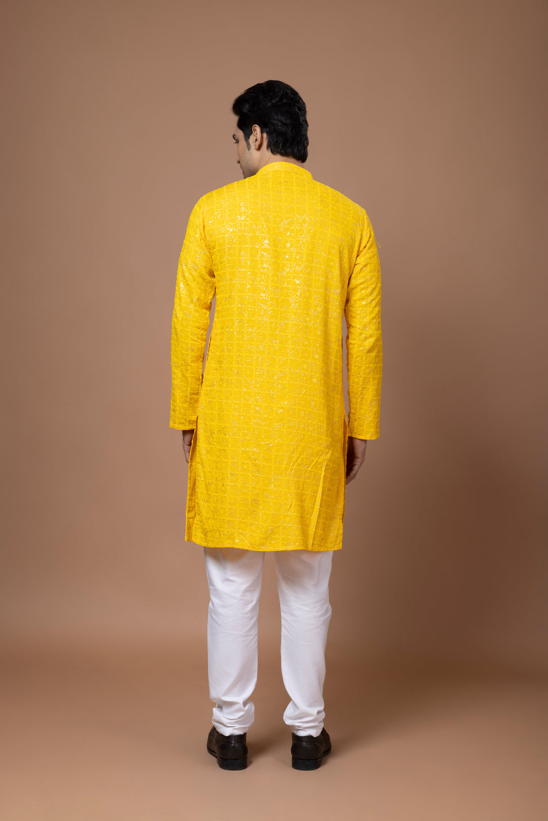 Yellow Foil Print Kurta Set