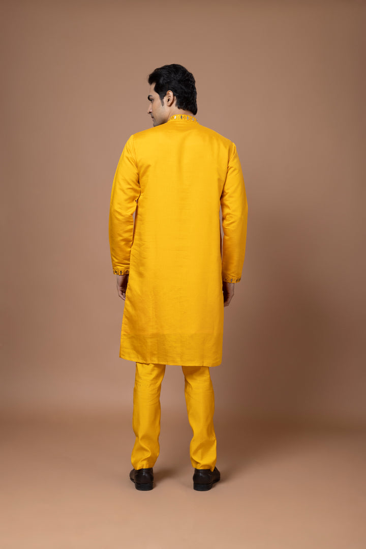 Real Mirrorwork Yellow Kurta Set